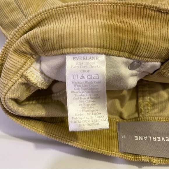 Everlane Yellow baby corduroy cheeky crop pants size 24 - Picture 7 of 12